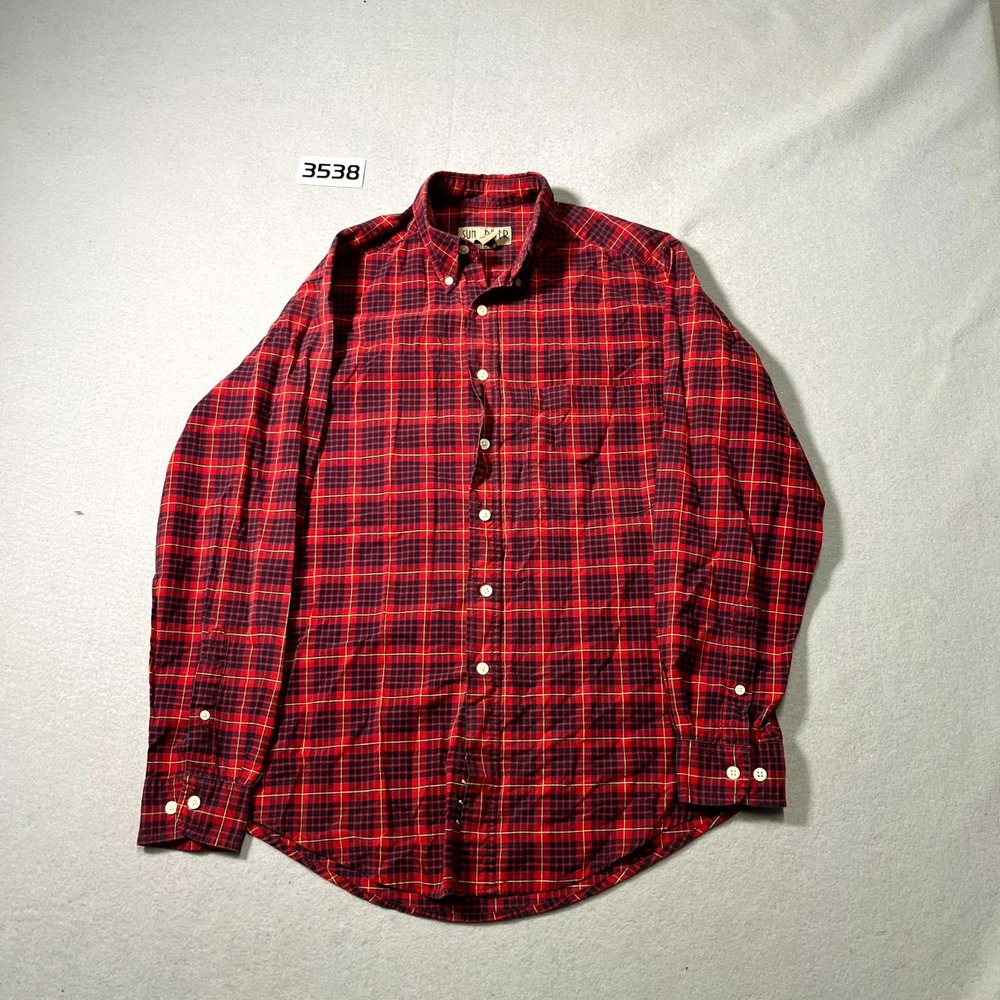 Sun River Khakis Shirt Mens Small Multicolor Plaid Cotton Pleated Button Down